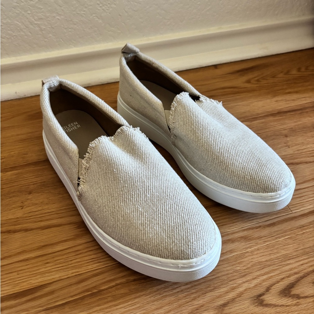 Eileen Fisher Pall Slip-Ons in Natural Linen Twill